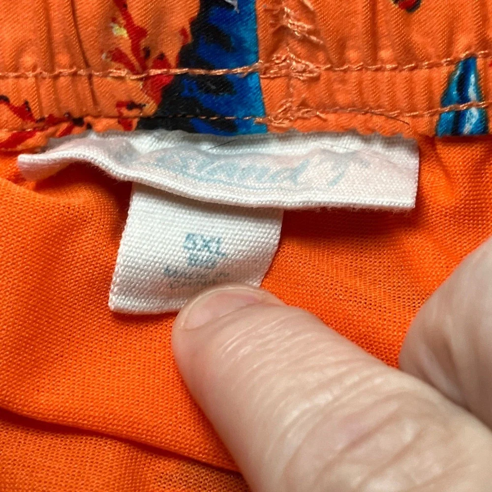 Island Shores Mens 5XL Swim Trunks Orange Tropical Fish Coral Cargo Pockets